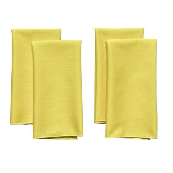 Cloth Dinner Napkins Lot of 4 Bright Yellow Square 18 Inch Soft Fabric - Picture 1 of 6